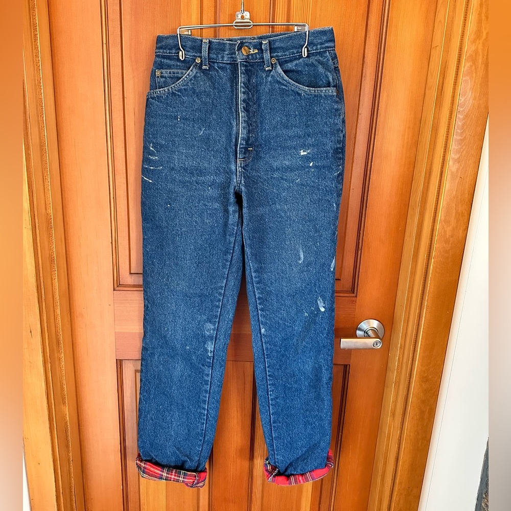 LL Bean vintage flannel lined jeans 25
